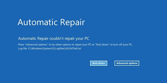Tampilan layar Automatic Repair Windows yang gagal melakukan perbaikan otomatis