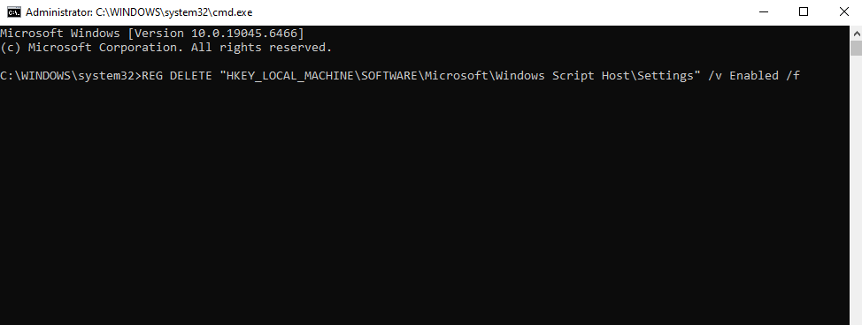 Menghapus pembatasan registry Windows Script Host menggunakan Command Prompt