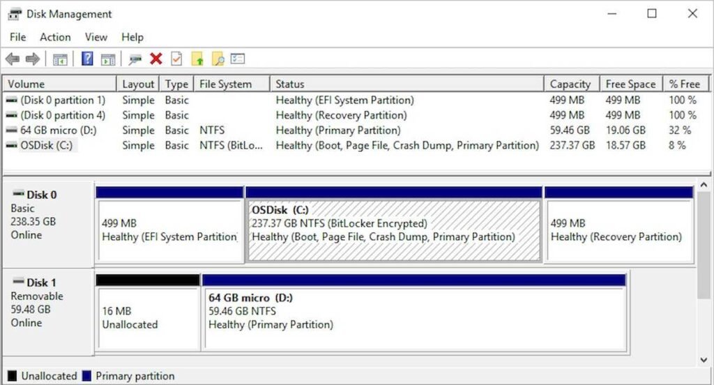 Cek status flashdisk tidak terbaca lewat Disk Management
