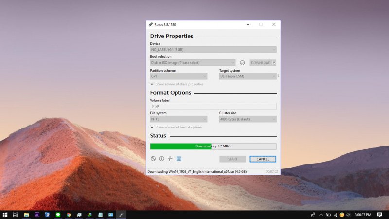 Proses pembuatan bootable USB Windows menggunakan aplikasi Rufus