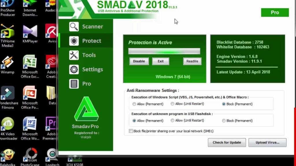 Cara mengaktifkan VBS Script melalui pengaturan antivirus Smadav