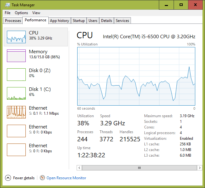 Memantau spesifikasi dan kinerja RAM serta CPU di Task Manager