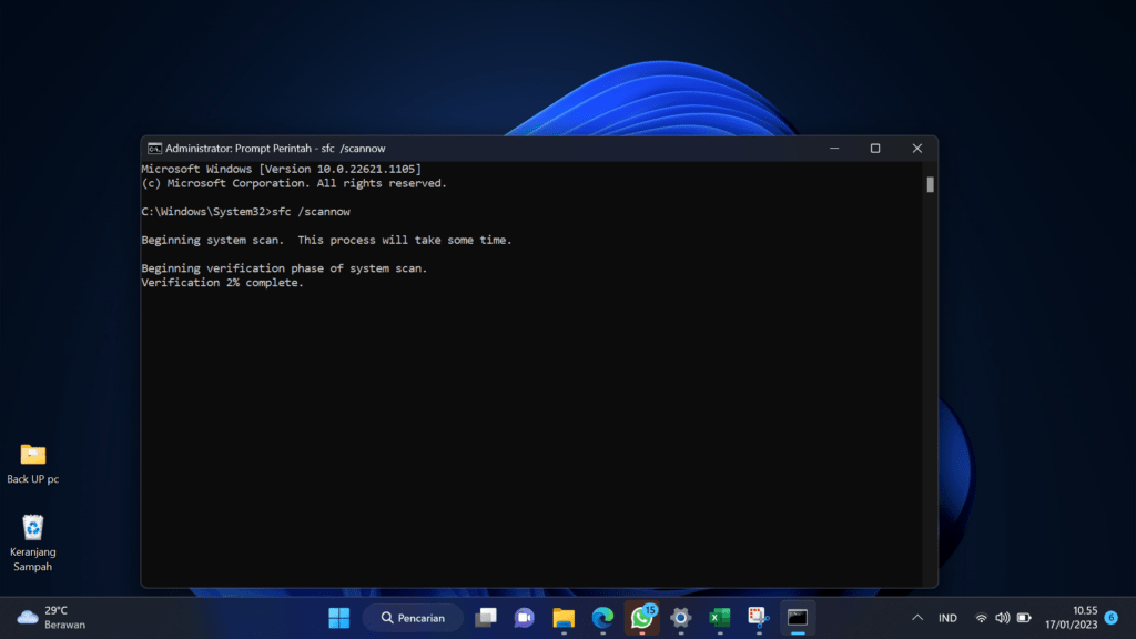 Memperbaiki sistem File Explorer menggunakan perintah SFC scannow di CMD