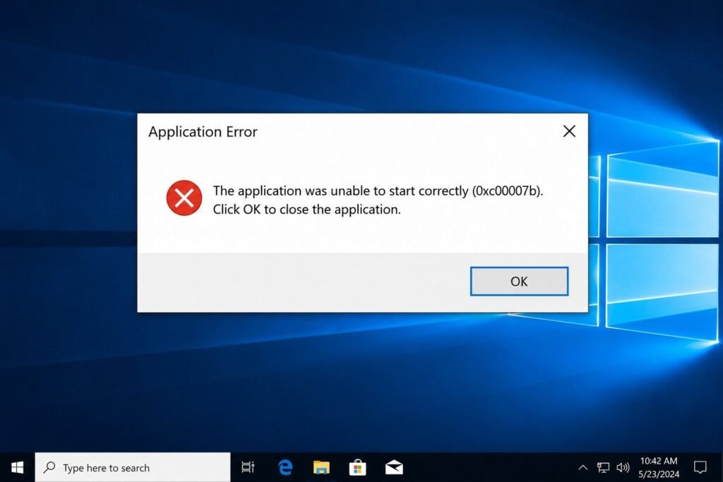 Peringatan galat the application was unable to start correctly 0xc00007b